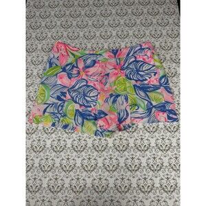 Lilly Pulitzer Womens Pink Blue Floral Citrus Print Pleated Shorts Size 2